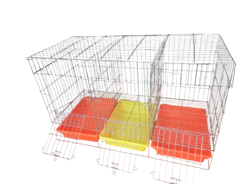 Jaula para conejo rectangular con 3 divisiones con 3 Bandeja mediano de plastico